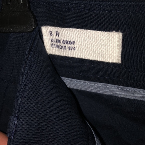Navy blue slim cropped pants - Picture 2 of 4